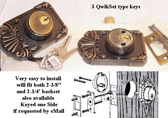 Dead Bolt Set Reproduction of a Very Impressive Antique  