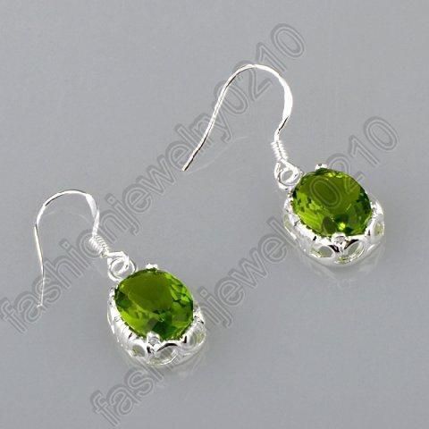 2011 FASHION PERIDOT GEMTONE & SILVER EARRING QSE126  