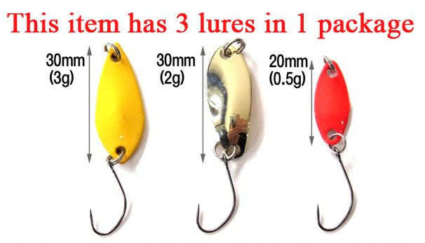   SPOON TYPE 2 TROUT 3PCS 3g 2g 0.5g PERCH PIKE MICRO SPOON FISHING