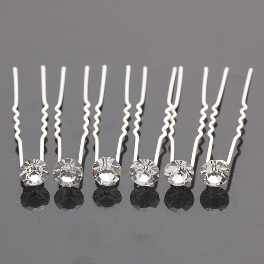 10 Wedding Prom Flower Swarovski Hair Pins Sticks Clips  