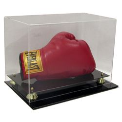 HORIZONTAL BOXING GLOVE DISPLAY CASE with Gold Risers  