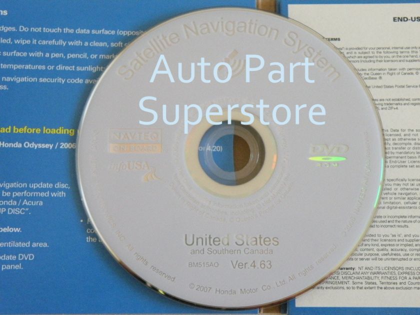2005 2008 Acura MDX RDX RL Navigation DVD version 4.63 06 07 SUV w 
