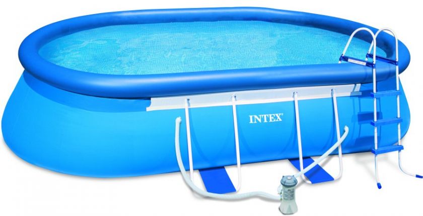 INTEX 18 x 10 x 42 Oval Frame Pool & Pump Set 078257398874  