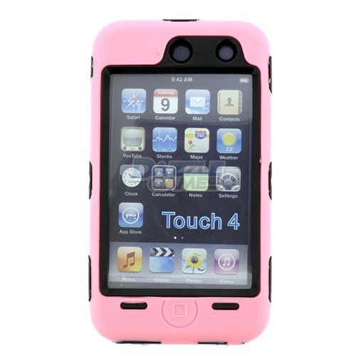 DELUXE PINK HARD CASE COVER SILICONE SKIN FOR IPOD TOUCH 4 4G 4TH GEN 