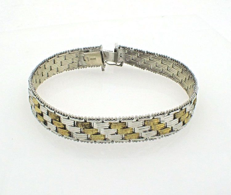 925 Sterling Silver Mesh Bracelet MILOR Italy Made  