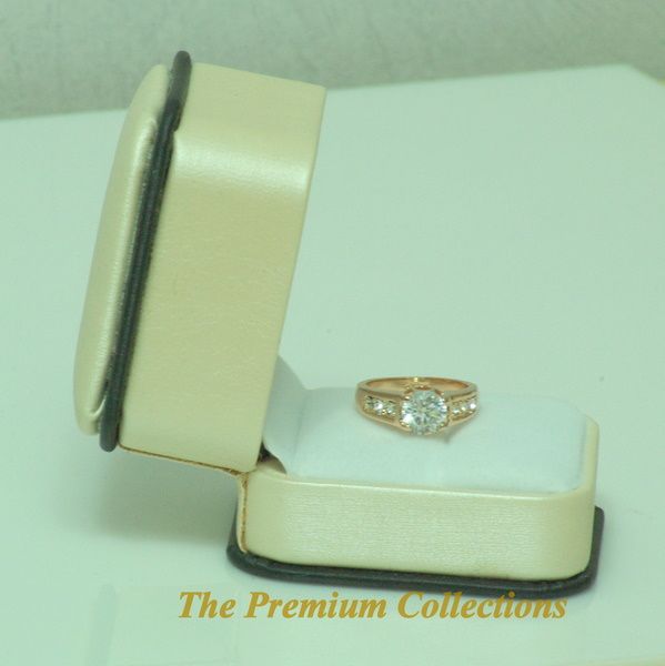 Cream Color Faux Leather Jewelry Gift Box Ring Box  