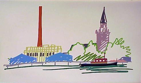   THAMES SCENE WITH POWER STATION LIMITED EDITION S/N POP ART  
