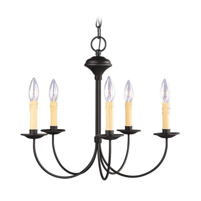 NEW 5 Light Colonial Candelabra Chandelier Lighting Fixture, Black 