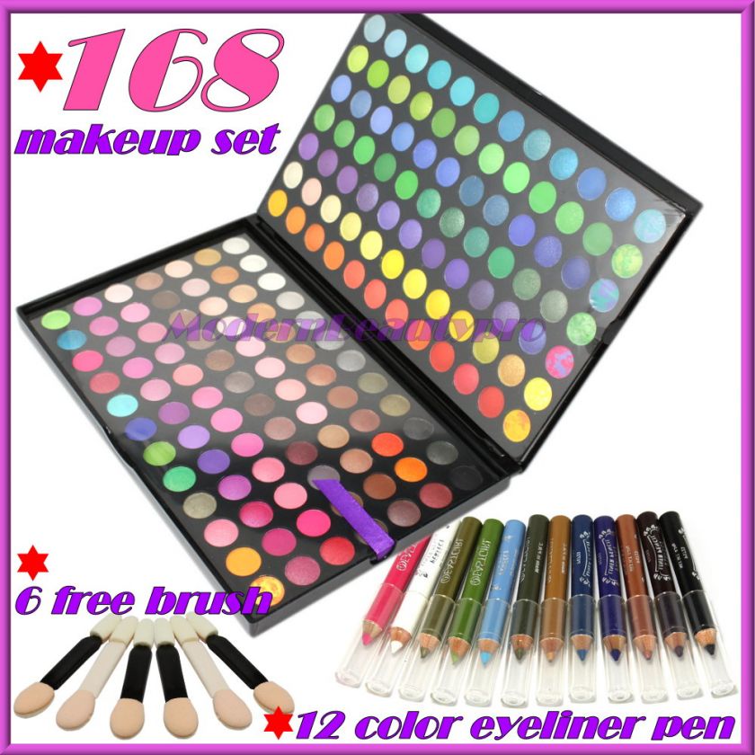   Full Color Shimmer Eyeshadow Palette Eyeliner Pen Brush Makeup Set #3