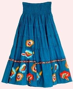 TASHA POLIZZI MEXICAN FIESTA SEDONA BLUE SKIRT DRESS L  