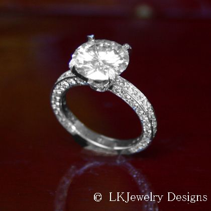 65 CT MOISSANITE ROUND MICRO PAVE ANTIQUE ENGAGEMENT WEDDING RING 