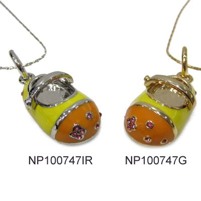 Darling Enamel Baby Shoe Charm Pendant 16 18 Necklace  