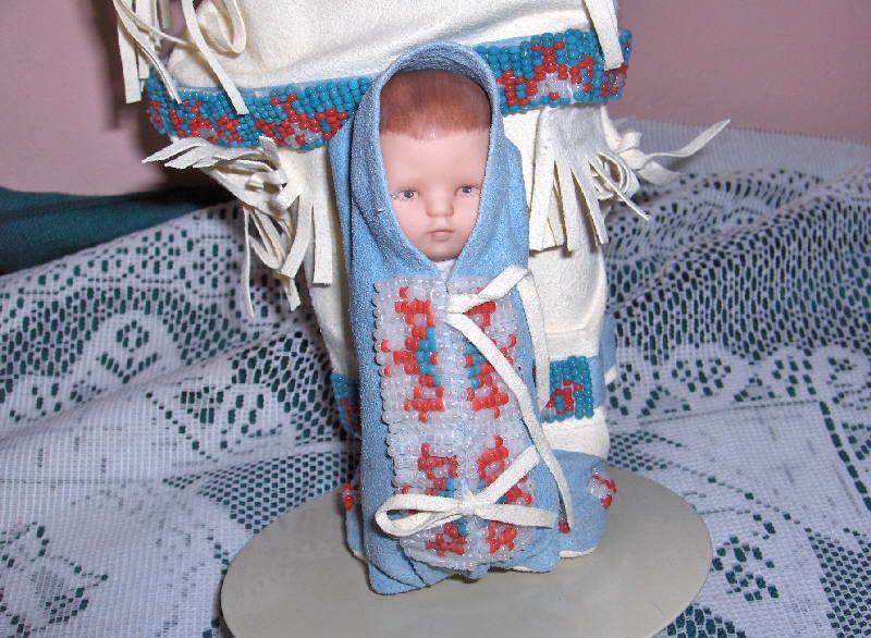 Native American Doll WHITE FEATHER Judy Belle Box Stand  