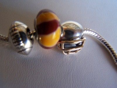 Authentic PANDORA 14k Gold & Silver Helmet & Football Charms/NFL 