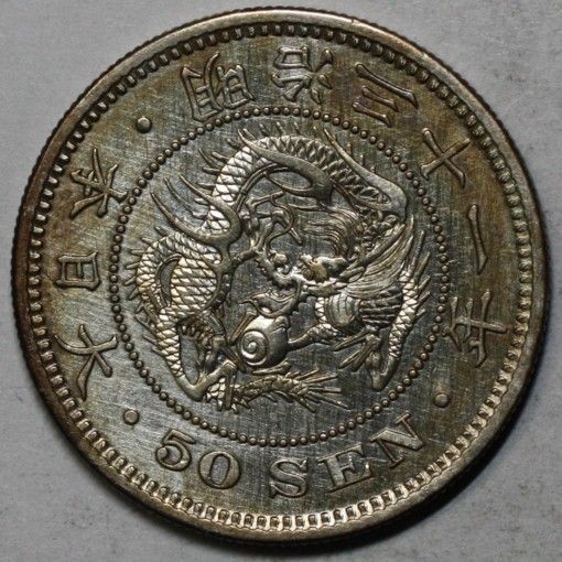   die polish, but an old cleaning, golden toning Meiji year 31 = 1898