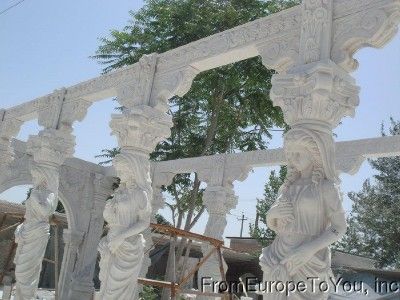 FIGURAL HAND CARVED MARBLE GAZEBO/ TRELLIS ENTRY WAY  