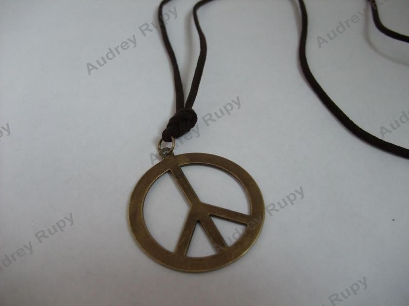 Antique Copper Peace Suede Cord Necklace (2 Sizes)  