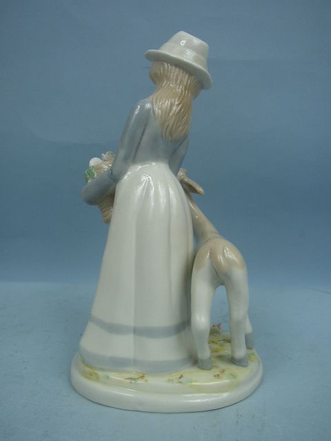 Porcelain Girl With Deer Figurine by Espada Navaro  