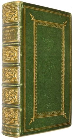 FORE EDGE PAINTING Leather;LONGFELLOW poetry art  