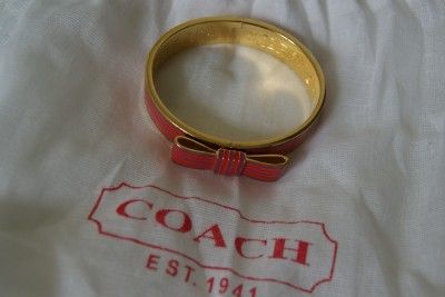 New Coach Poppy Bow Bangle Bracelet RARE Pink/Purple  