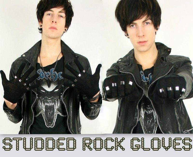 UNISEX STUDDED BLACK PUNK ROCK STUD MAGIC GLOVES  