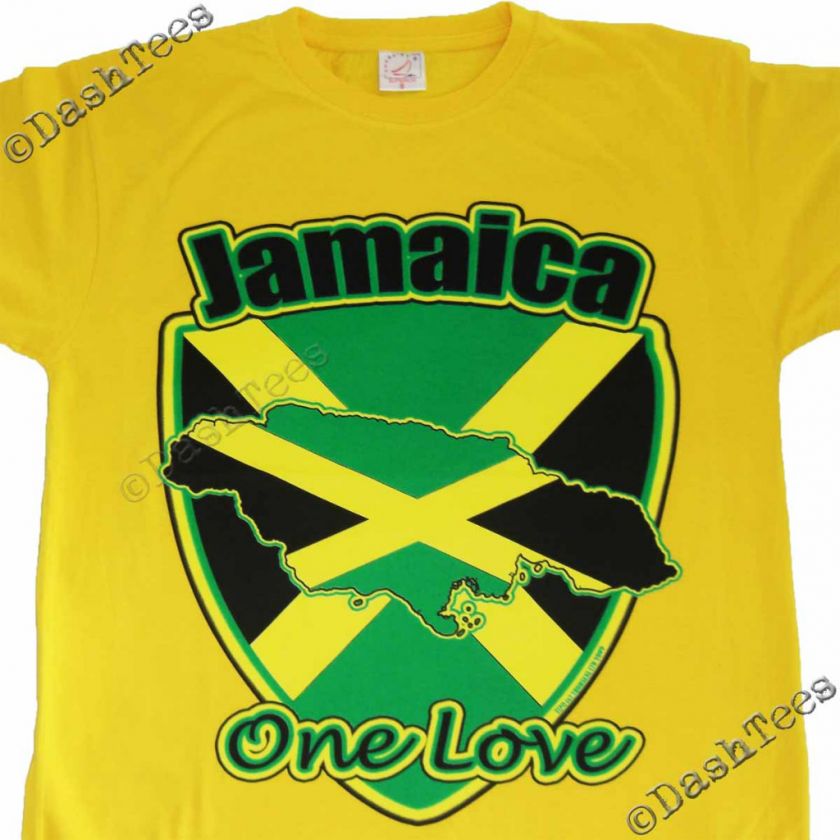 JAMAICA REGGAE RASTA FLAG LOVE NEW YELLOW BLACK T SHIRT  