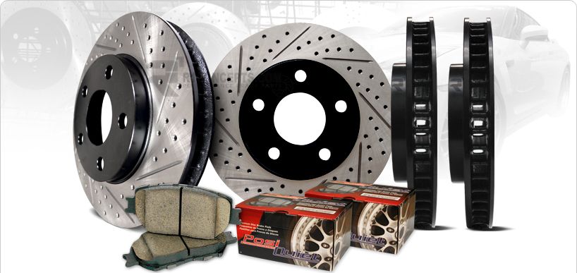 PREMIUM SERIES PERFORMANCE DRILLED + SLOTTED Brake Rotors + Pads 