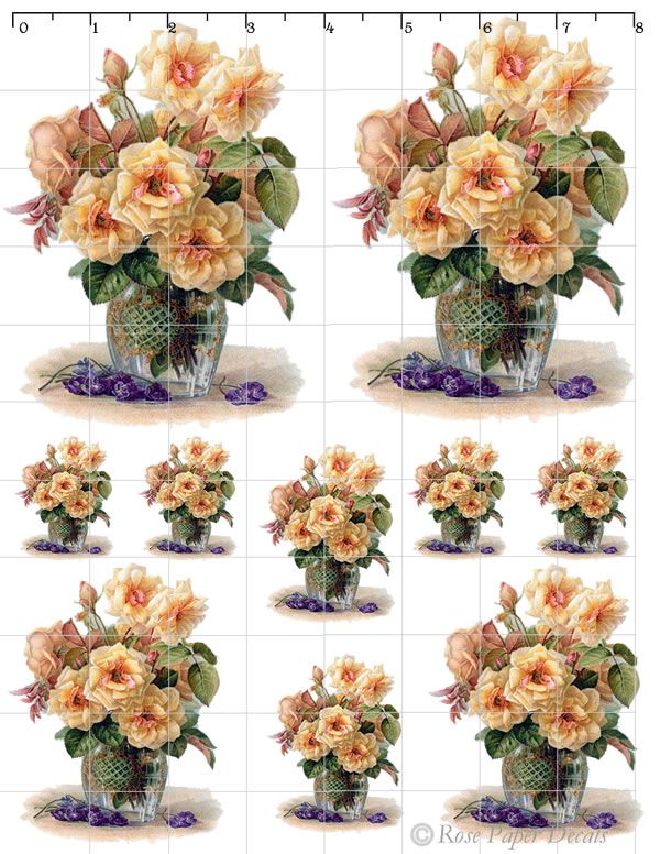 De Ro 37 Vintage Shabby Lush Yellow Rose Vase Chic Lg 10 Decals