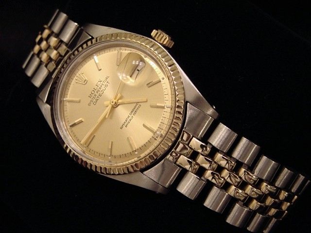 MEN 2TONE 14K GOLD/STEEL ROLEX DATEJUST WATCH CHAMPAGNE  