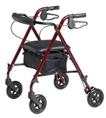 MEDLINE DELUXE 4 WHEEL FOLDING ROLLATOR ROLLING WALKER  