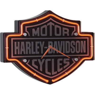 Harley Davidson Bar & Shield Etched Neon Clock  