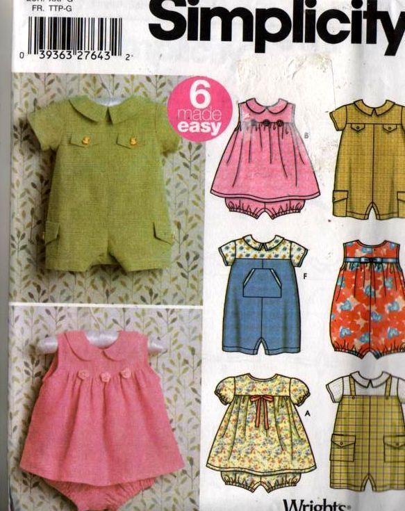 Simplicity 5115 Sewing Pattern Babies Romper & Dress  