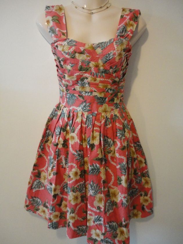 Atmosphere 50s /rockabilly style / wide strap pink floral cotton 