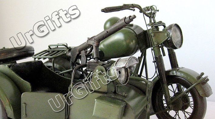   Made Metal Art Bar Decor 1/6 Motorcycle w Sidecar BMW R75 1940  