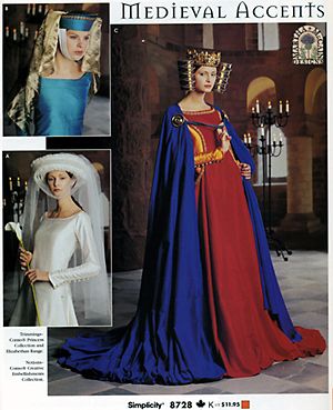 Simplicity 8728 OOP Medieval Hat Veil Cloak Pattern  