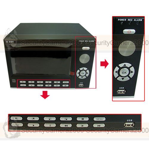 264 4CH Video 2CH Audio Realtime 7 LCD Monitor Network DVR Recorder 
