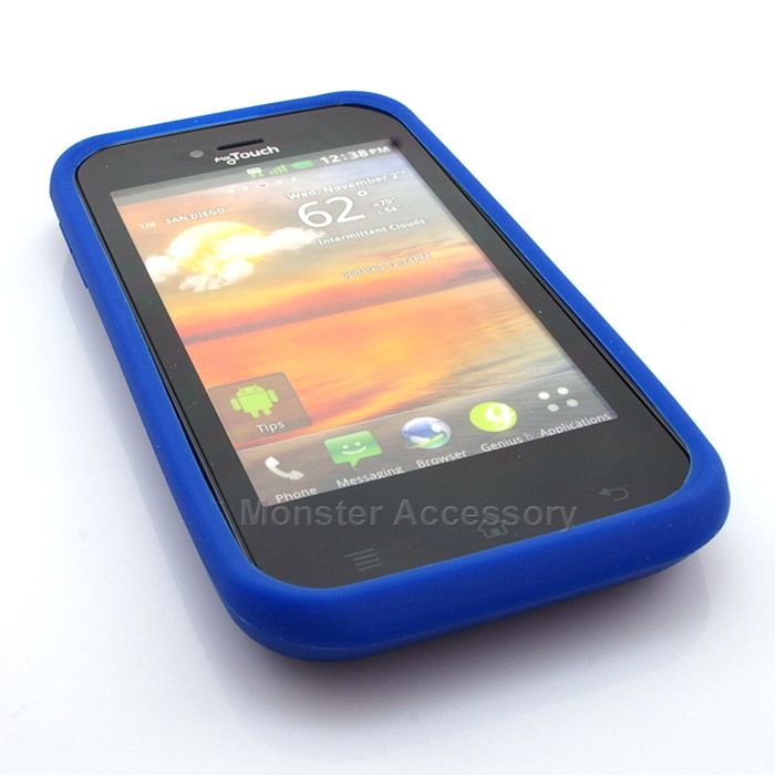 Blue Silicone Soft Skin Gel Case Cover For LG myTouch (T Mobile 