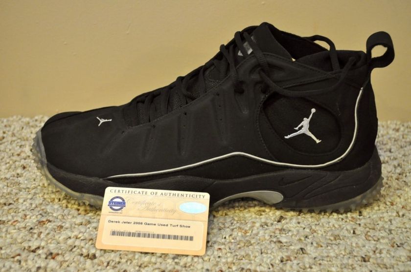   USED TURF SHOE CLEAT JETER GAME WORN JORDAN SHOE STEINER COA  