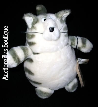 NWT B KLIBAN FRISKYCAT GRAY WHITE STRIPE PLUSH CAT 80S  