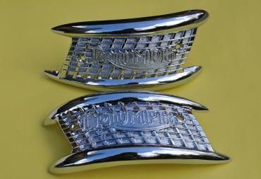 Triumph Chromed Gate Type Tank Badge 82 4127, 82 4128  