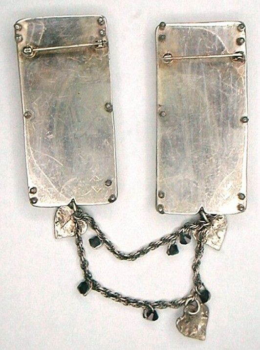 DOUBLE FRAME BROOCH PIN STERLING SIGNED VICTORIAN PAIR  