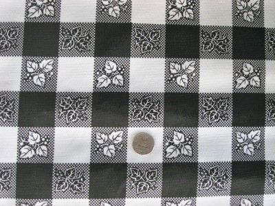 BLACK GINGHAM CAFE CHECK RETRO OILCLOTH 48 TABLECLOTH  