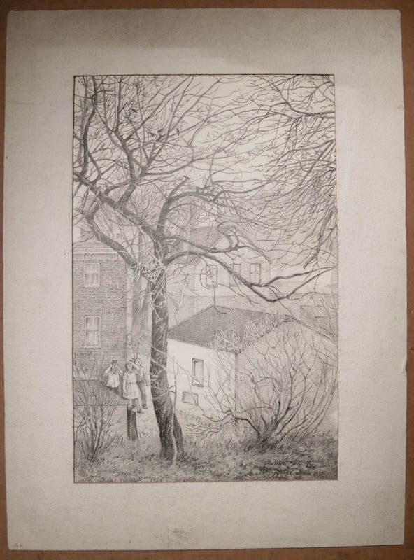   Original Signed Pencil Drawing New York City Artist c.1950s  